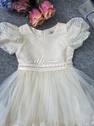 Детска рокля с тюл ''Aliyah''в кремав цвят – код 7485