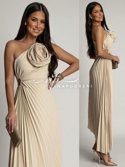 Дамска рокля "Ivanyna" в бежов цвят – код 7470