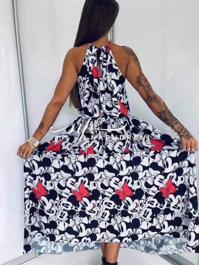 Дамска рокля с Мини Маус с червена панделка - код 7458