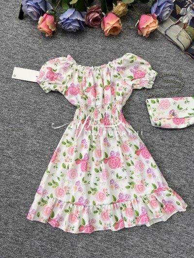 Детска рокля ''Roses'' в бял цвят с рози – код 7490