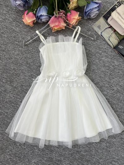 Детска рокля с тюл ''Angel''в бял цвят – код 7487