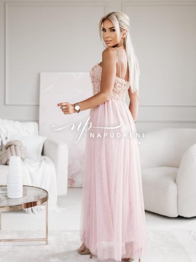 Дамска рокля "Kiara" в цвят пудра – код 7367