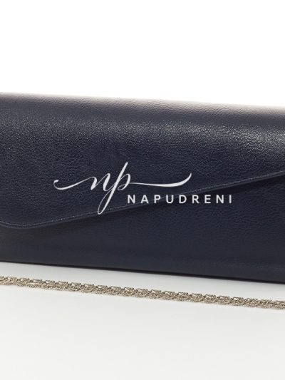 Синя дамска официална кожена чанта