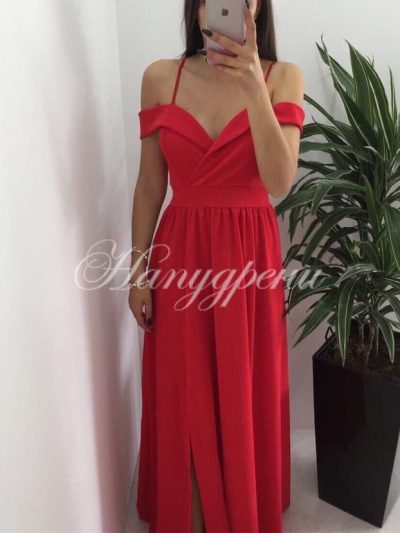 Официална дълга рокля в червен цвят - код 701