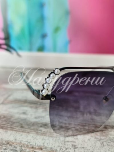 Тъмни очила с нежни перлички - код 1334