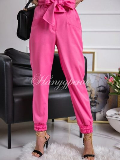 Цикламен панталон с джобове и коланче - код p333