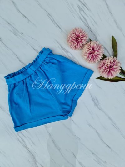 Къси дънкови панталони с коланче в син цвят - код P371